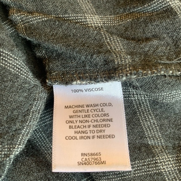 Something Navy Shirt Gray White Plaid Feminine Flannel Peasant Puff Sleeve Top - Picture 6 of 7